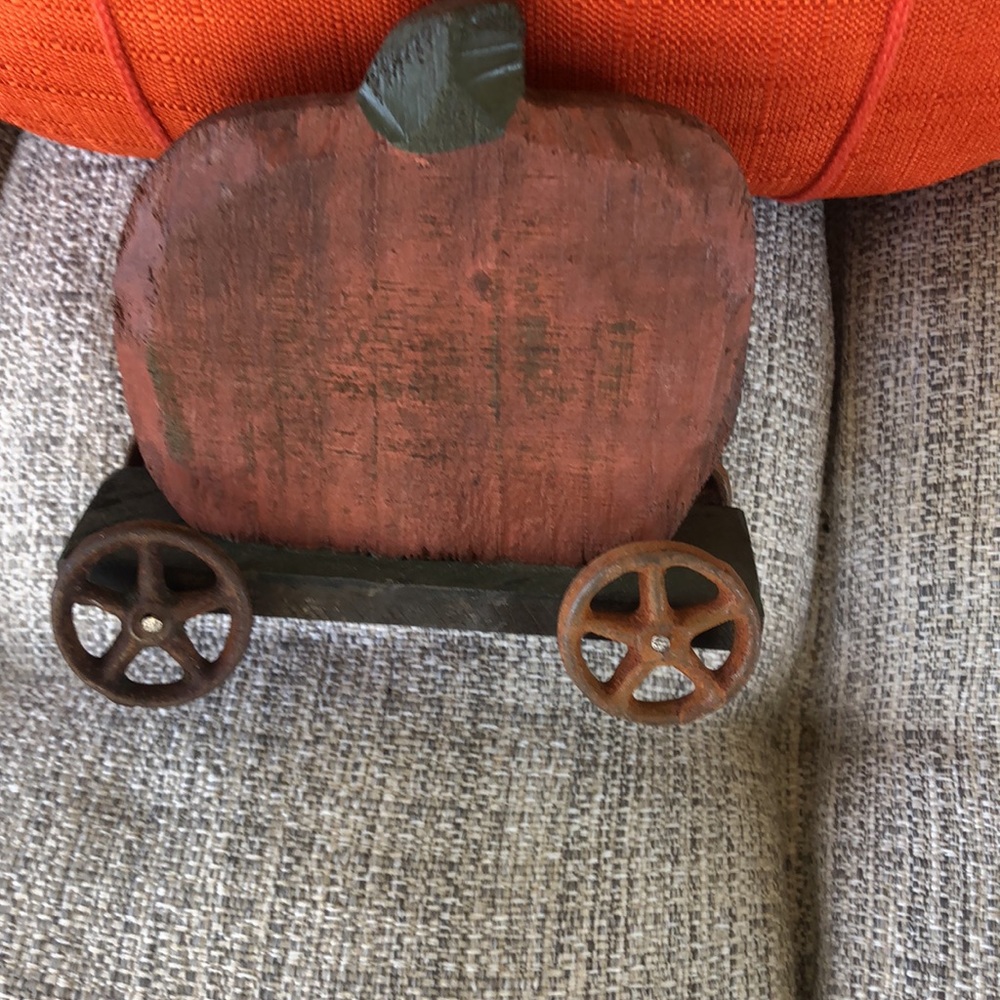 Rustic Jack o’ Lantern with Rolling Wheels - Picture 3 of 4